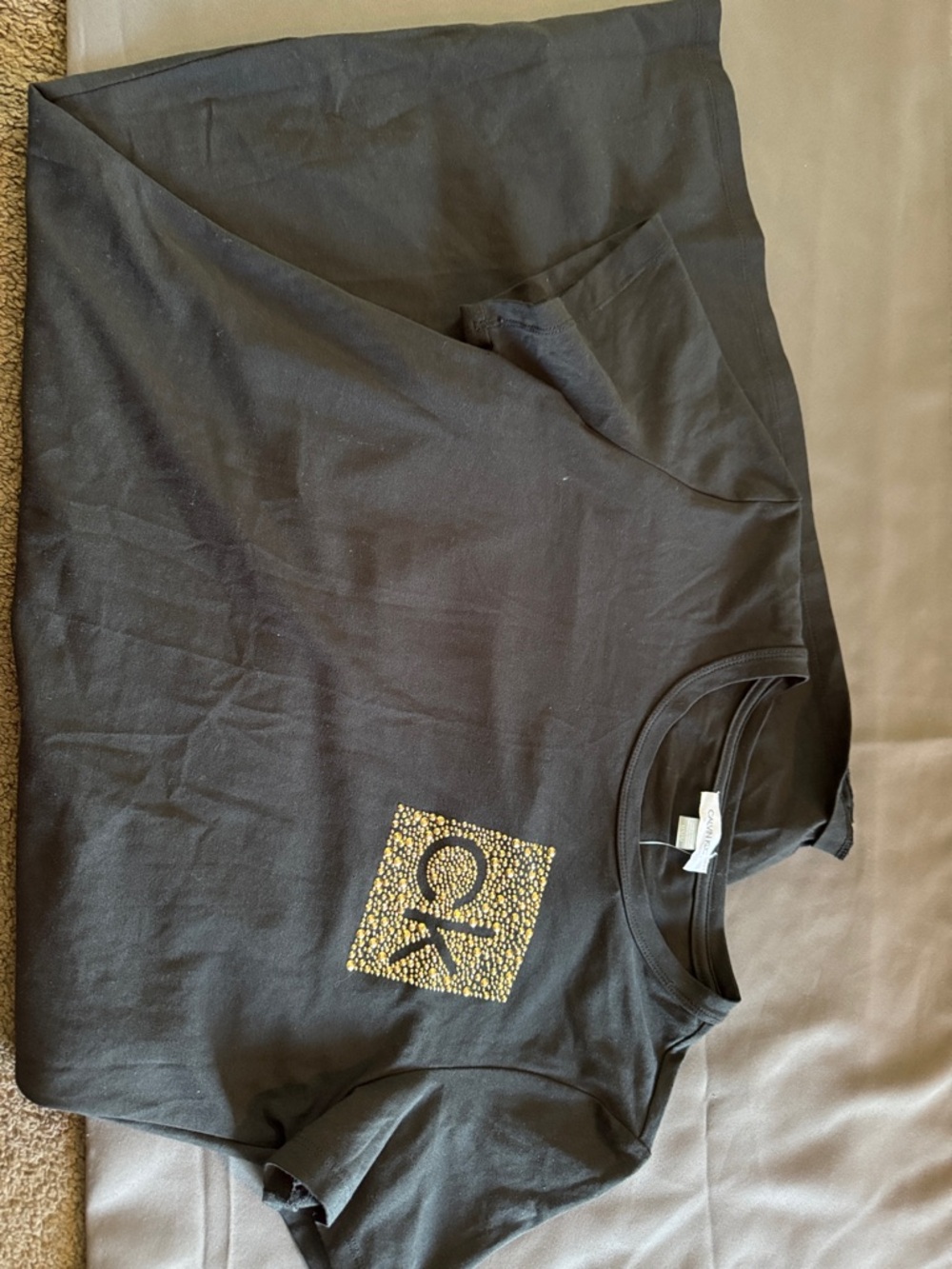 Calvin Klein Black Crewneck Shirt with White Label